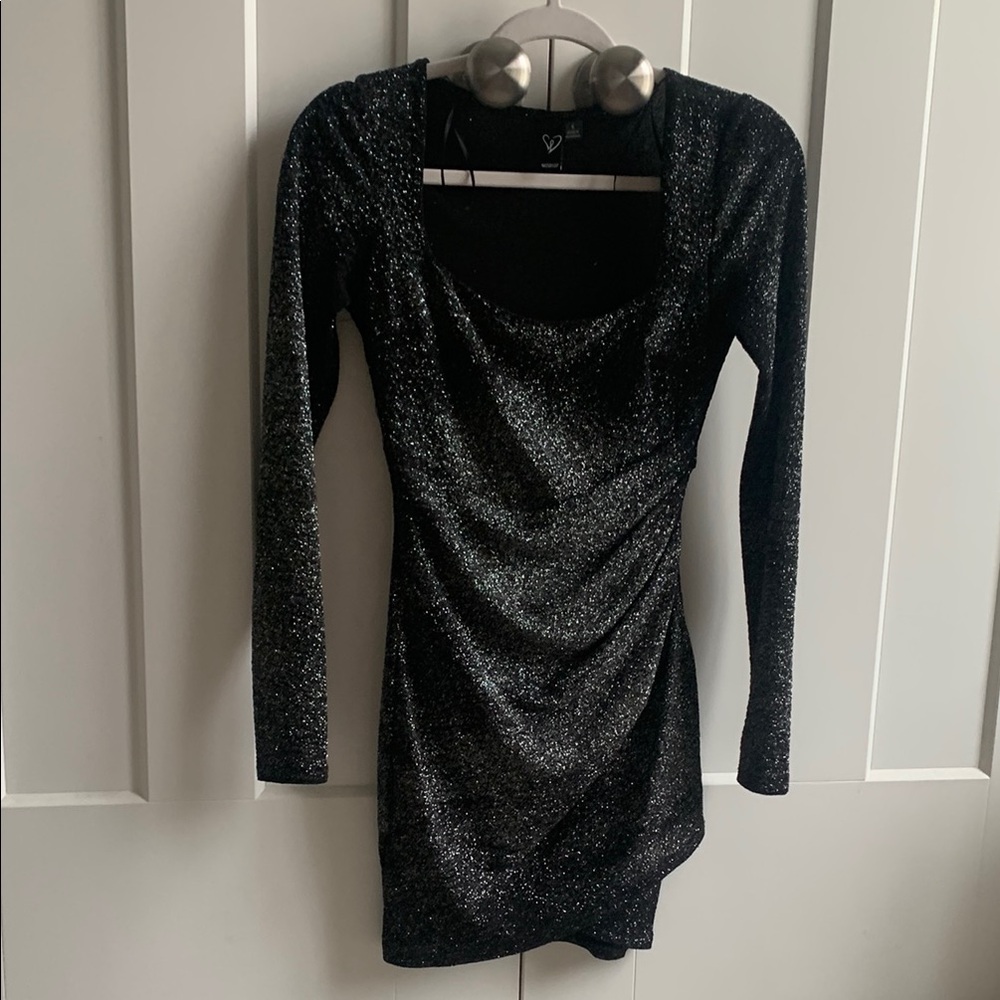 Windsor Black Glitter Bodycon Long Sleeve Dress
